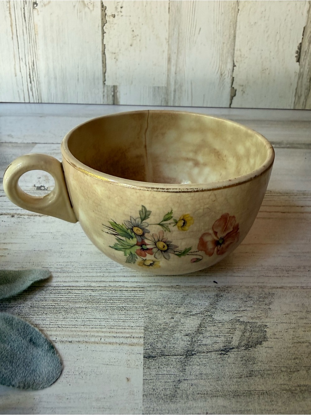 Vintage Mid Century "Mother" Floral Large Coffee Mug Tea Cup Cottagecore